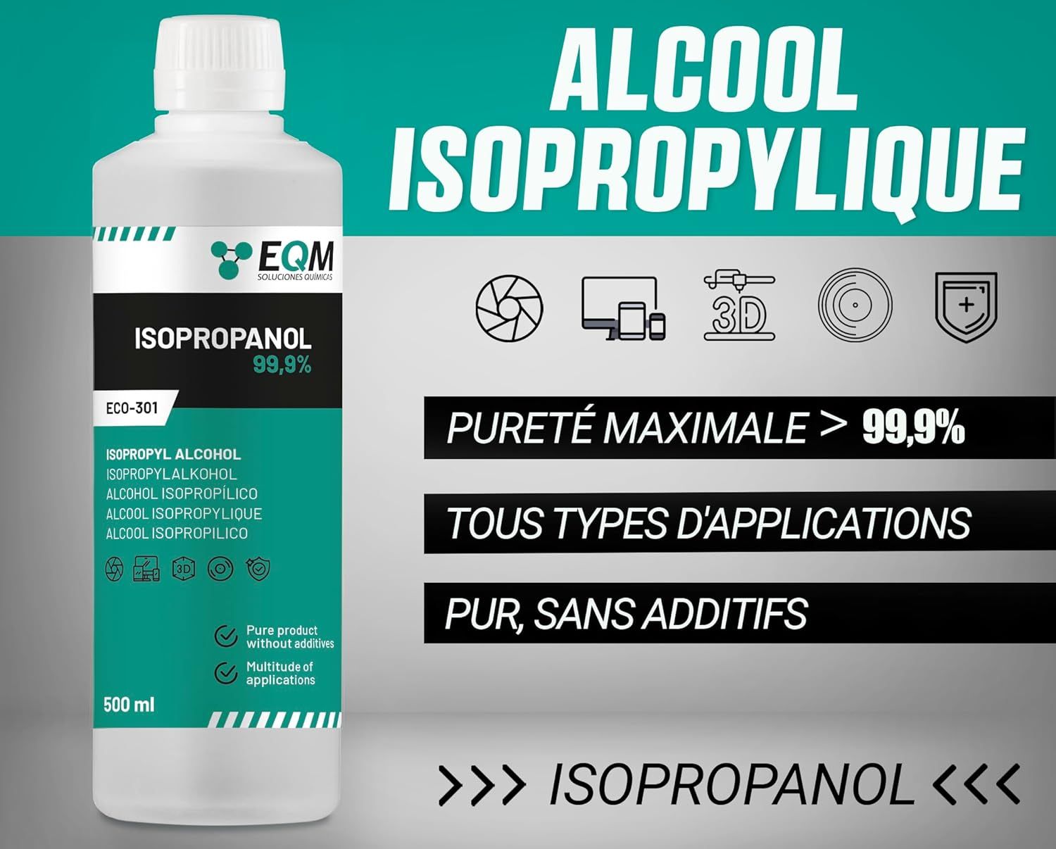 Détail du bouchon de précision du bidon d’alcool isopropylique EQM 99,9%