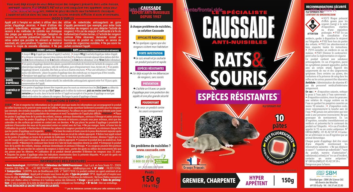 Détail des pâtes fluorescentes CAUSSADE dans leur emballage