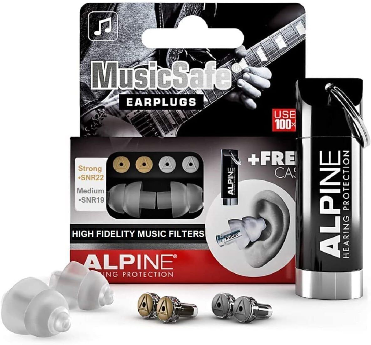 Vue principale : Bouchons auditifs MusicSafe Alpine avec filtres interchangeables
