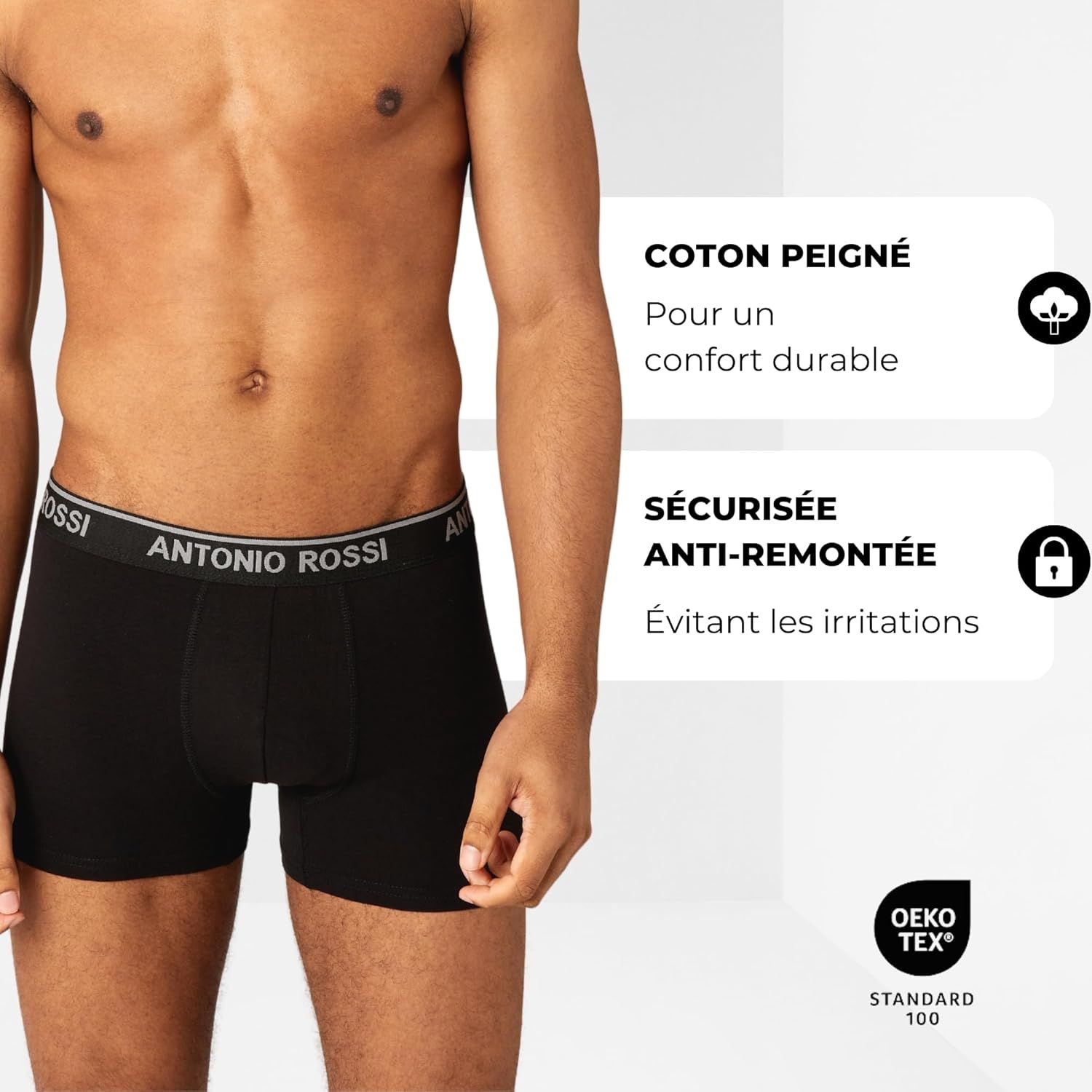 Pack de 12 boxers Antonio Rossi disposés sur un lit