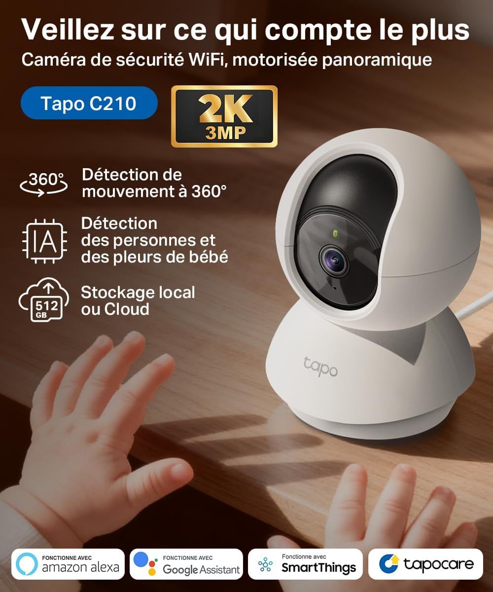 Vue de la caméra Tapo C210 en situation réelle dans un salon