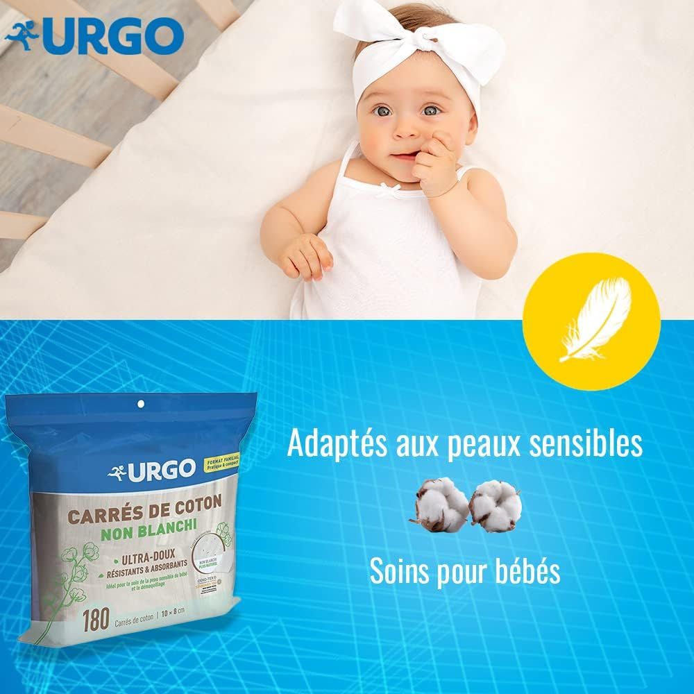Comparaison entre un carré de coton Urgo et un carré de coton générique