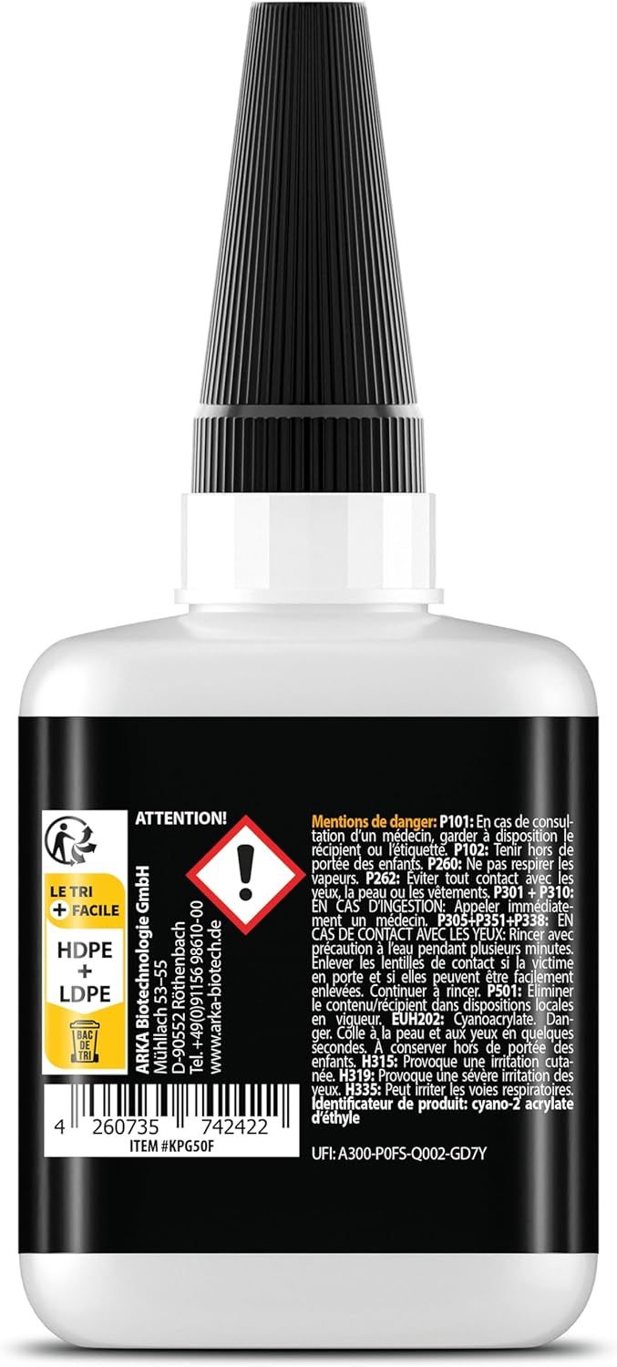 Détail de la colle gel KRAFTPROTZ 50 g avec son embout précis