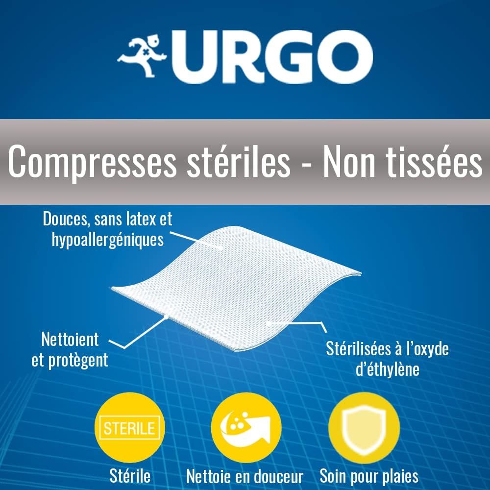 Détail des compresses Urgo non-tissées, prêtes à l'emploi
