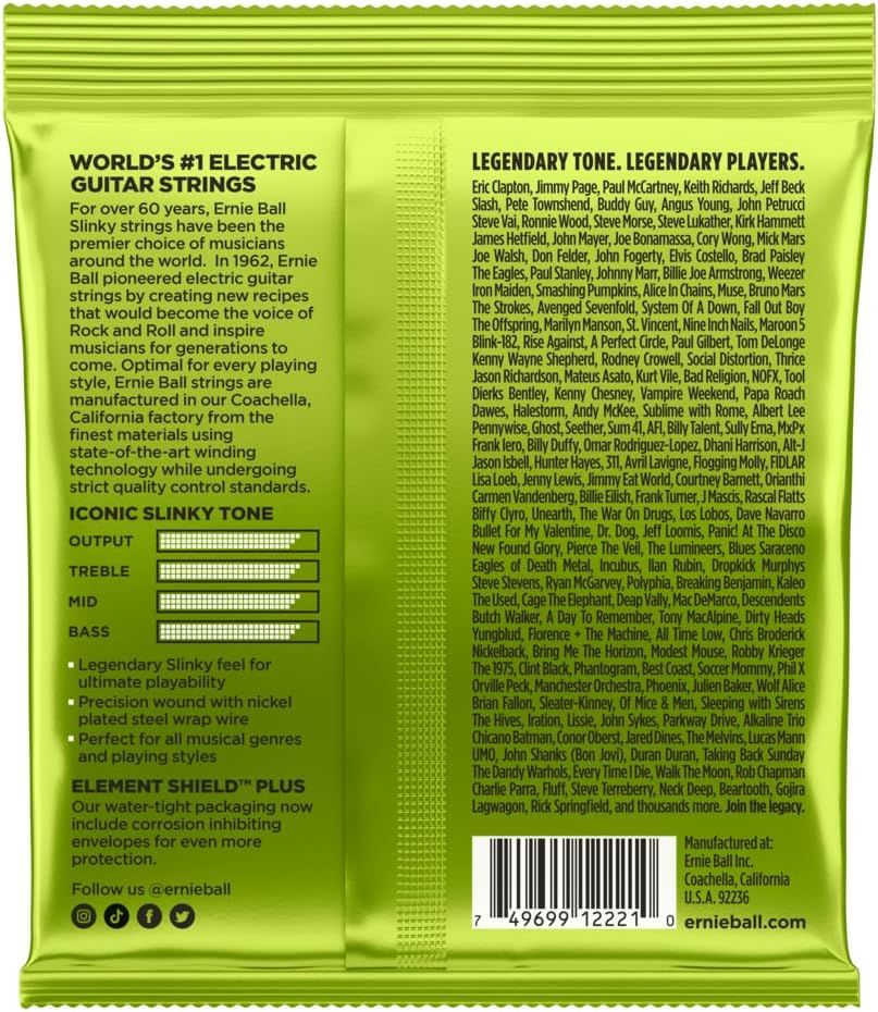 Gros plan sur les cordes Ernie Ball Regular Slinky 10-46