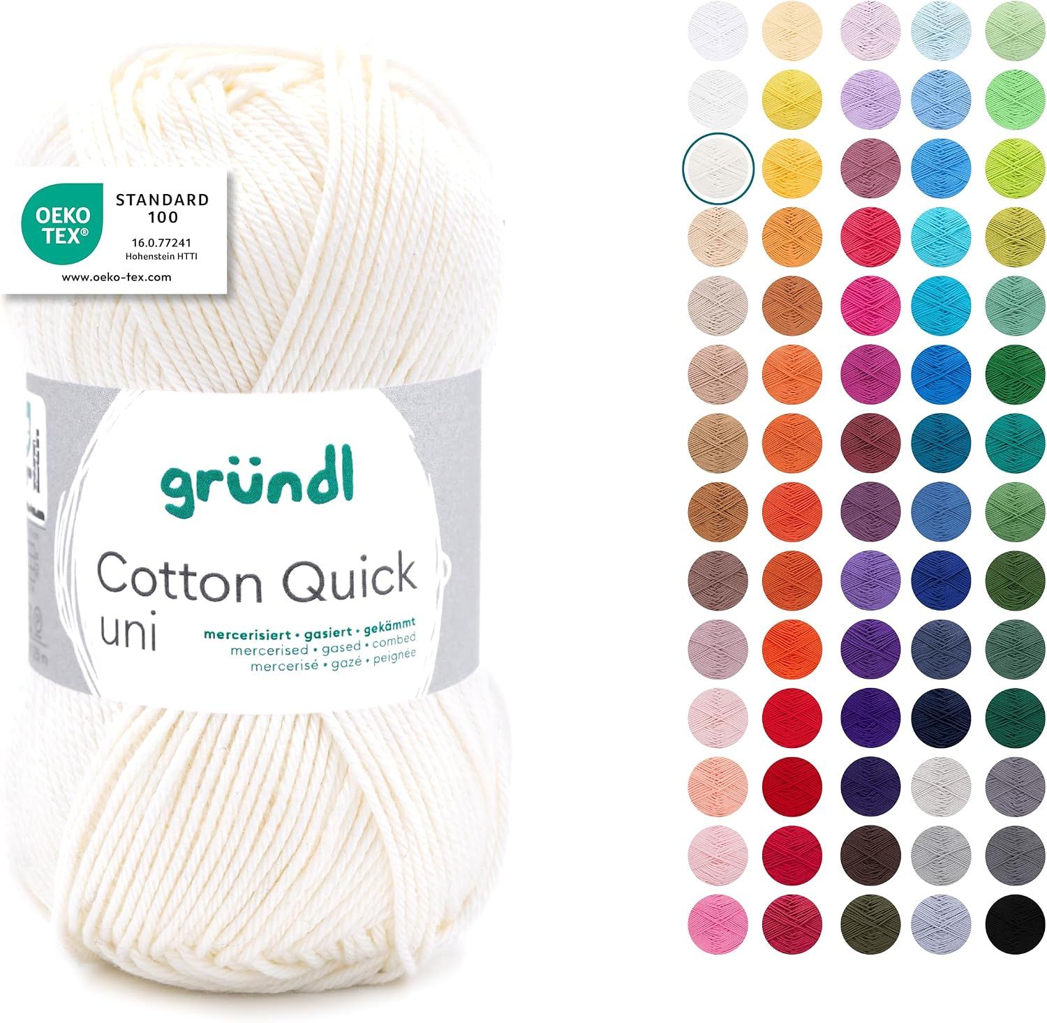 Vue principale : Fil Gründl Cotton Quick Plain Wool pour crochet et tricot - Doux et brillant