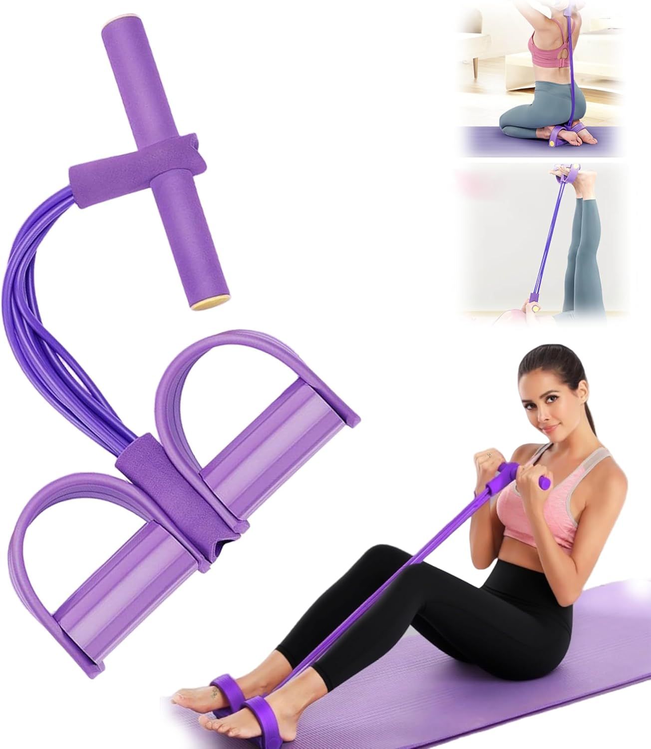 Vue principale : DORIMI Bande de Résistance Musculation 6 Tubes avec Pédale – Élastique Sport Maison Fitness, Extenseur Élas…