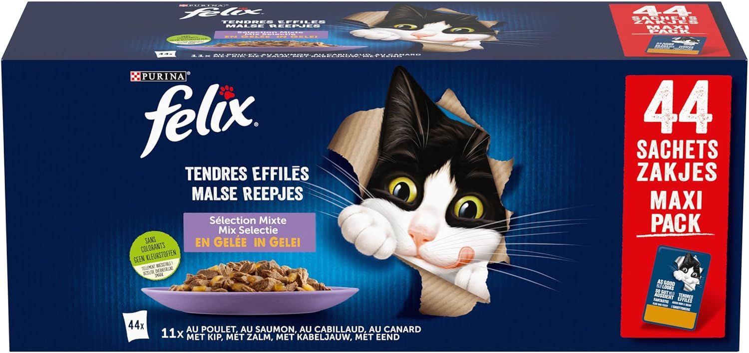 Détail des ingrédients et valeurs nutritionnelles des repas FELIX Tendres Tapered Jelly