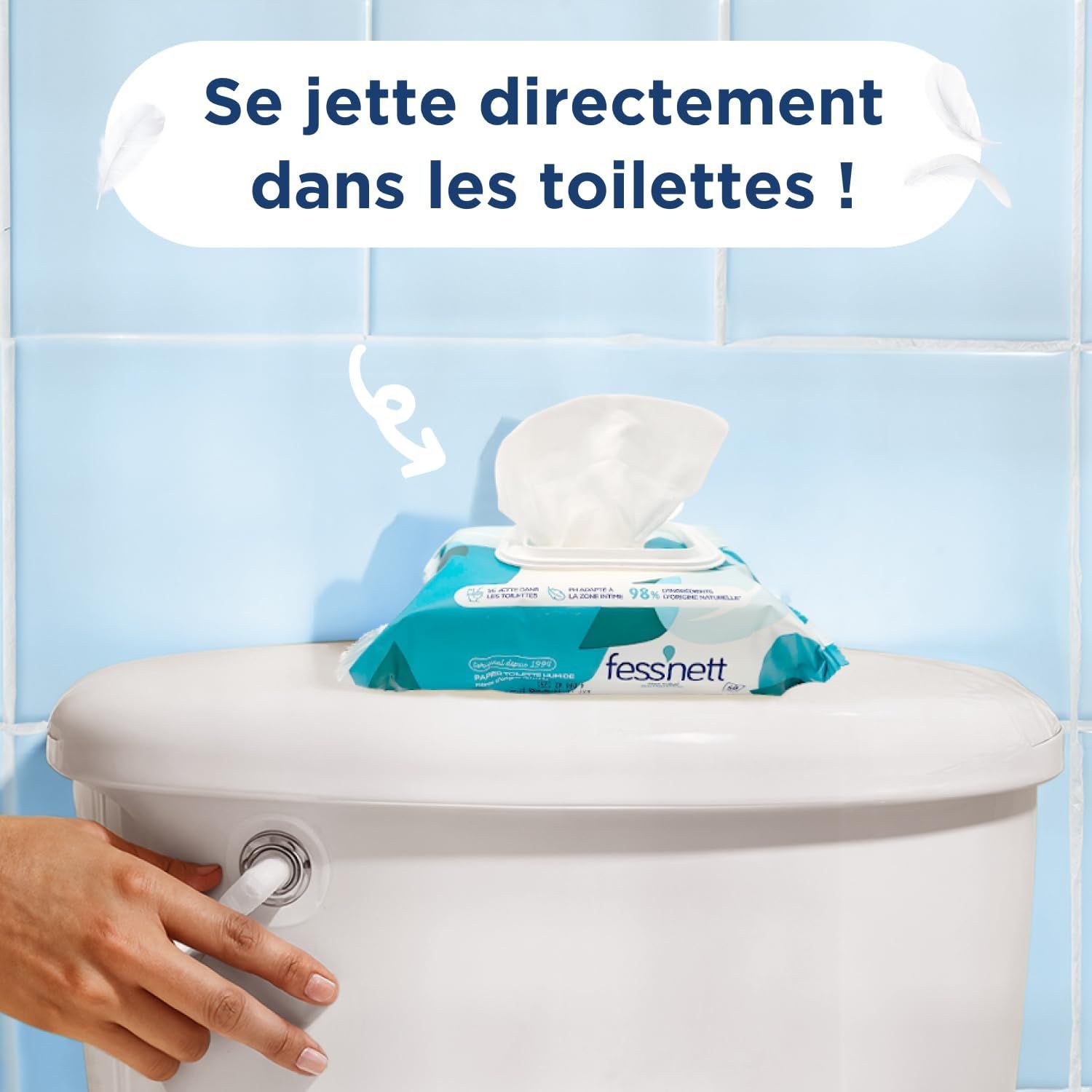 Présentation produit : Fess’nett Sensitive Papier WC Humide 50 Pièces