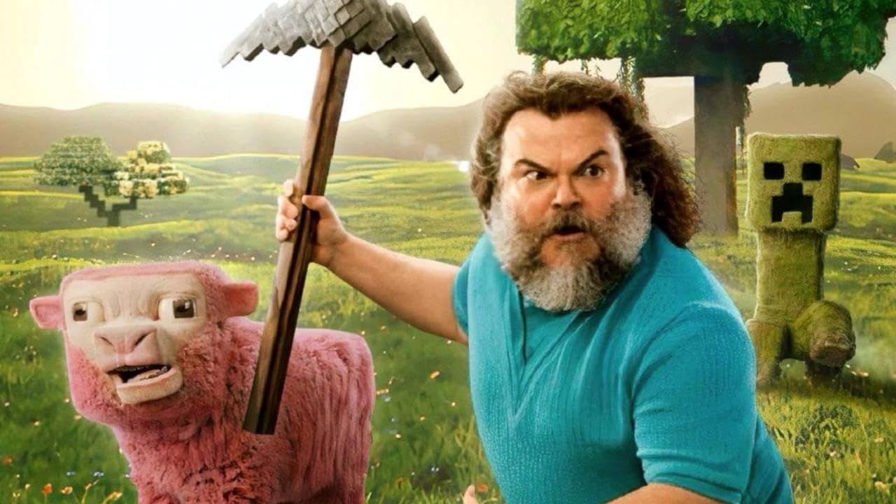 Paysage cubique du film Minecraft avec des blocs colorés et des structures détaillées