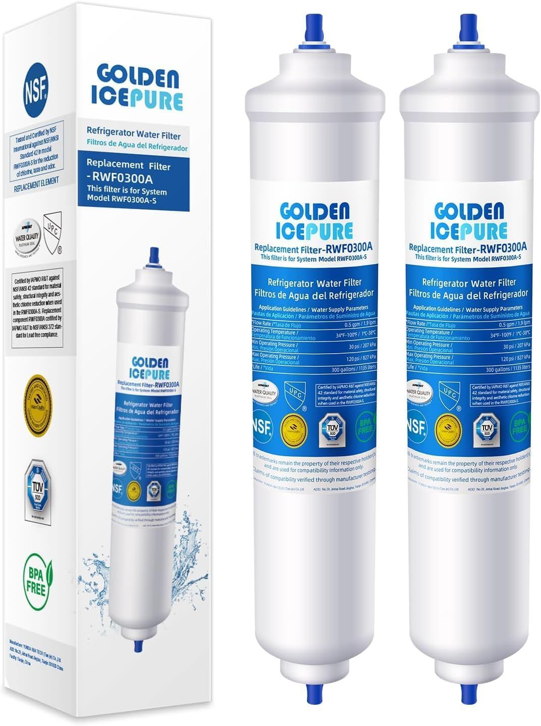 Vue principale : Filtre eau réfrigérateur GOLDEN ICEPURE compatible Samsung Haier