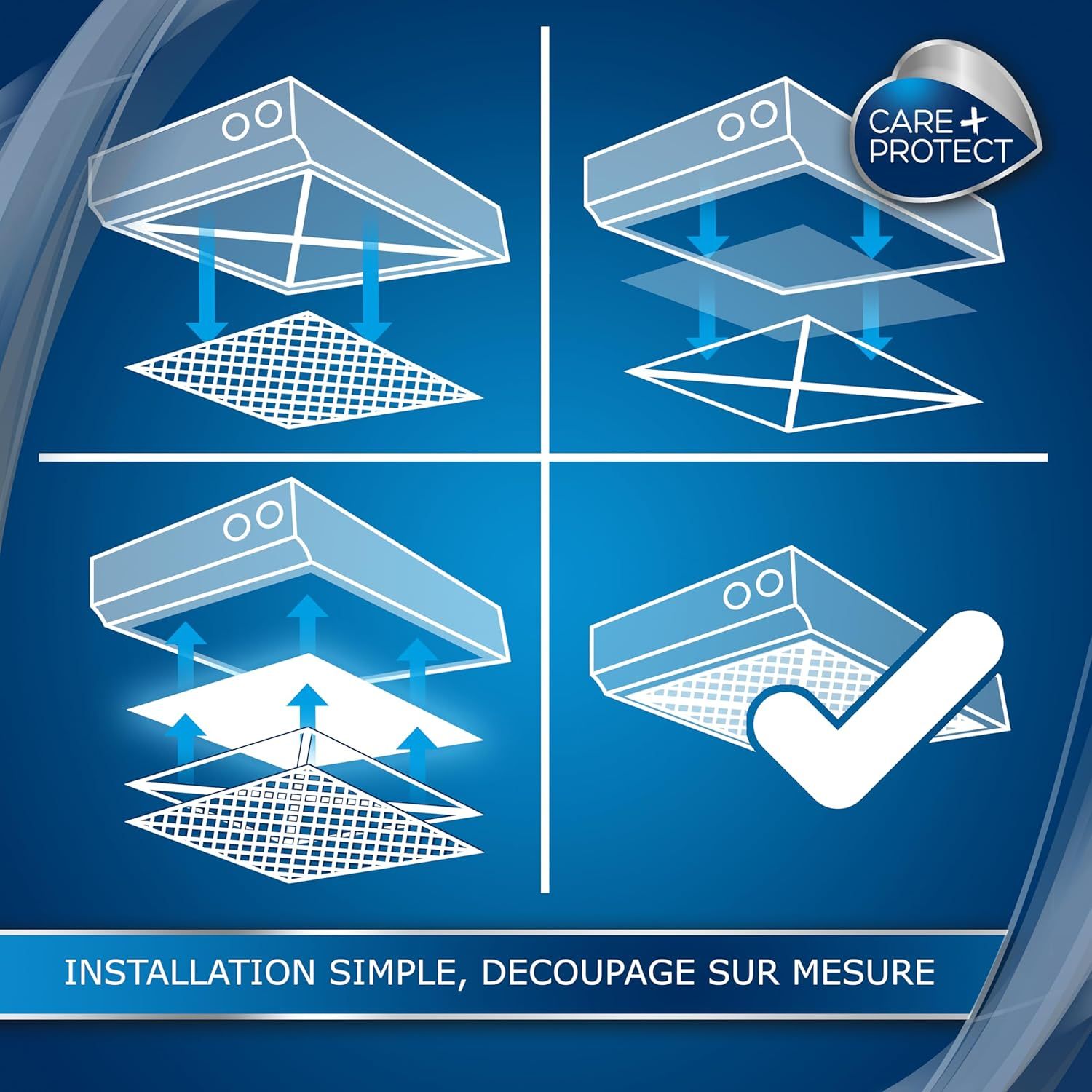 Filtre CARE+PROTECT découpé et installé