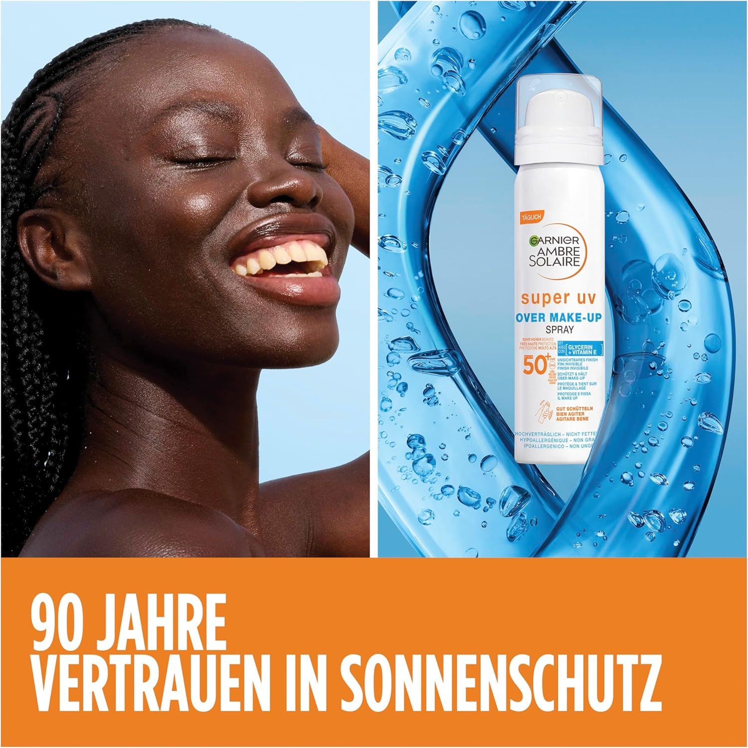 Détail et caractéristiques du Garnier Ambre Solaire Super UV Over Makeup Spray SPF 50+