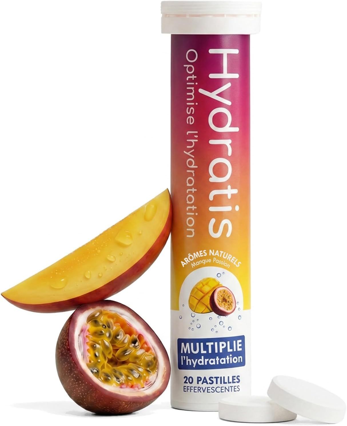 Vue principale : Comprimés Hydratis Mango Passion pour une hydratation optimale