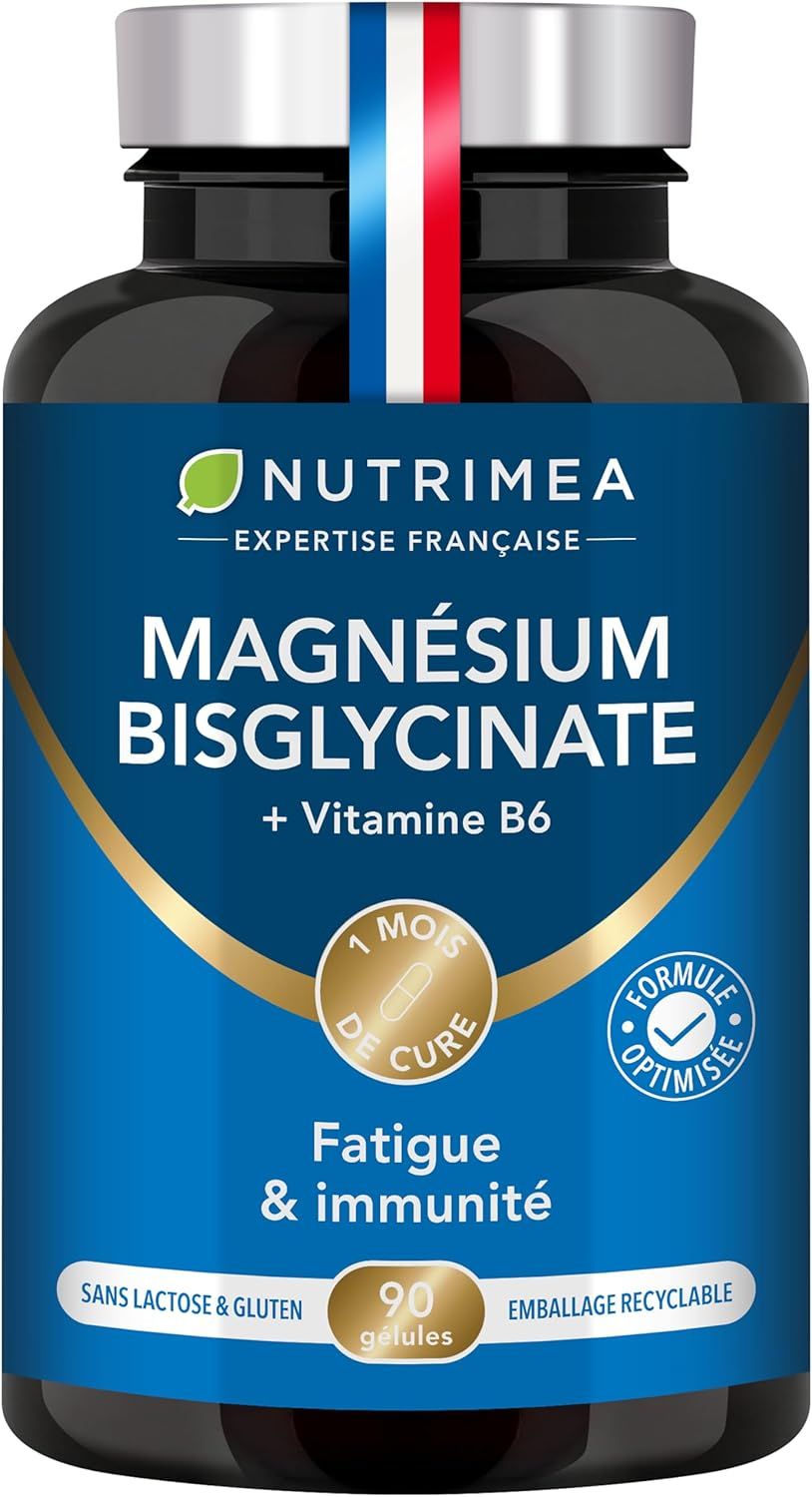 Vue principale : Laboratoires Nutrimea Magnesium Bisglycinate + Vitamin B6 - Sleep, Stress, Fatigue - Maximum Absorption & E…