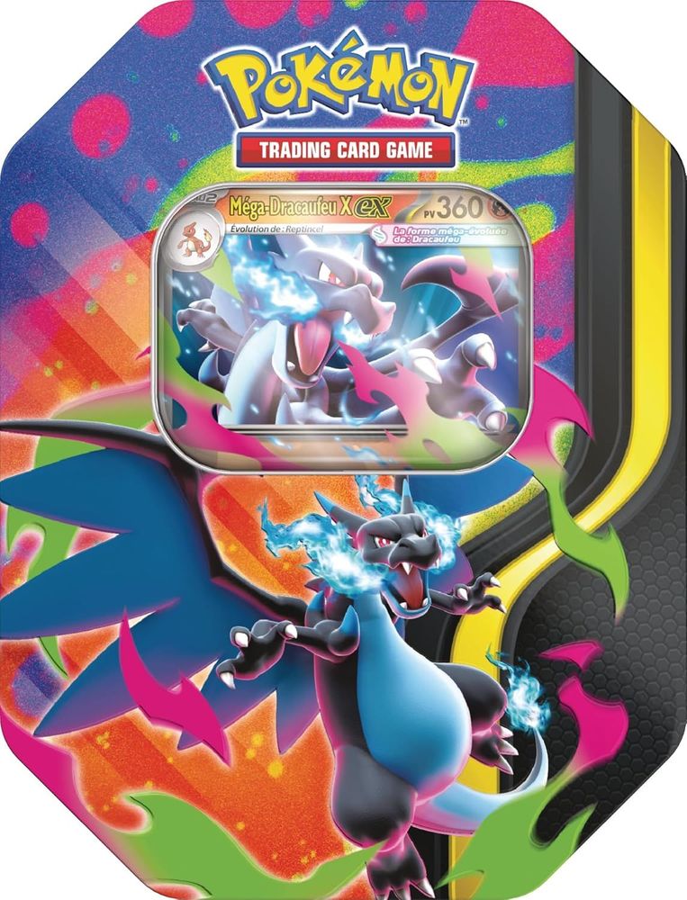 Vue principale : Boîte Pokémon Charizard X-ex Mega avec cartes promo