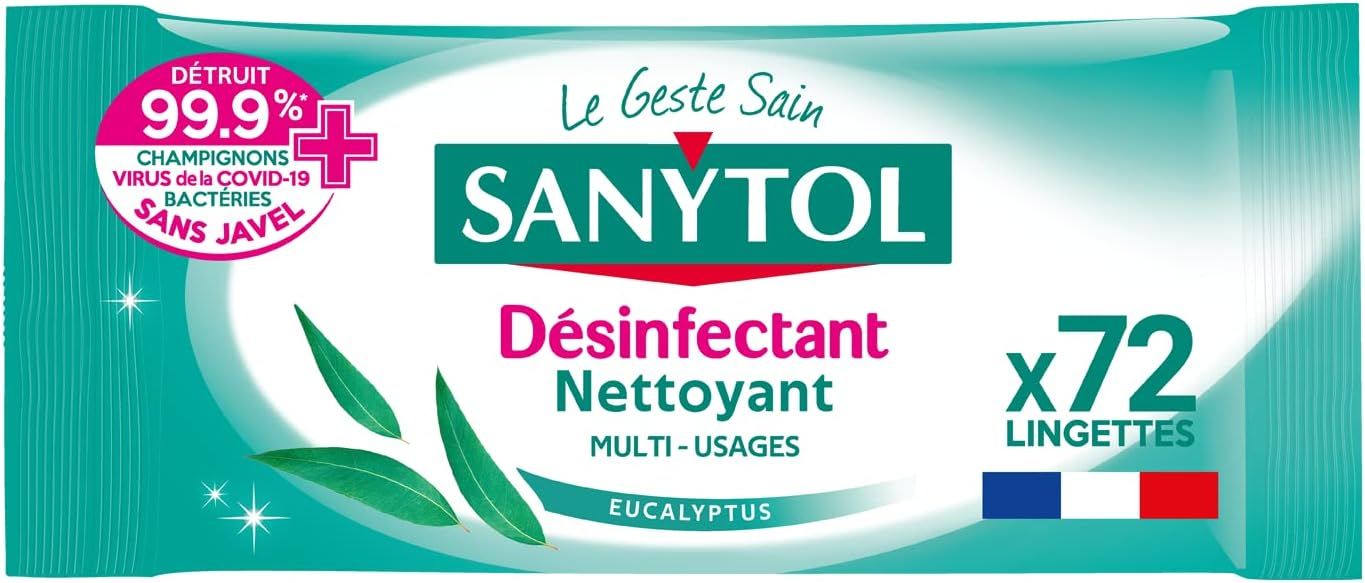 Vue principale : Lingettes désinfectantes Sanytol eucalyptus 72
