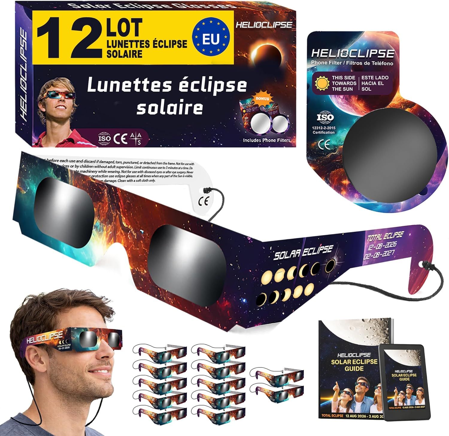 Vue principale : Lunettes éclipse solaire Helioclipse certifiées ISO