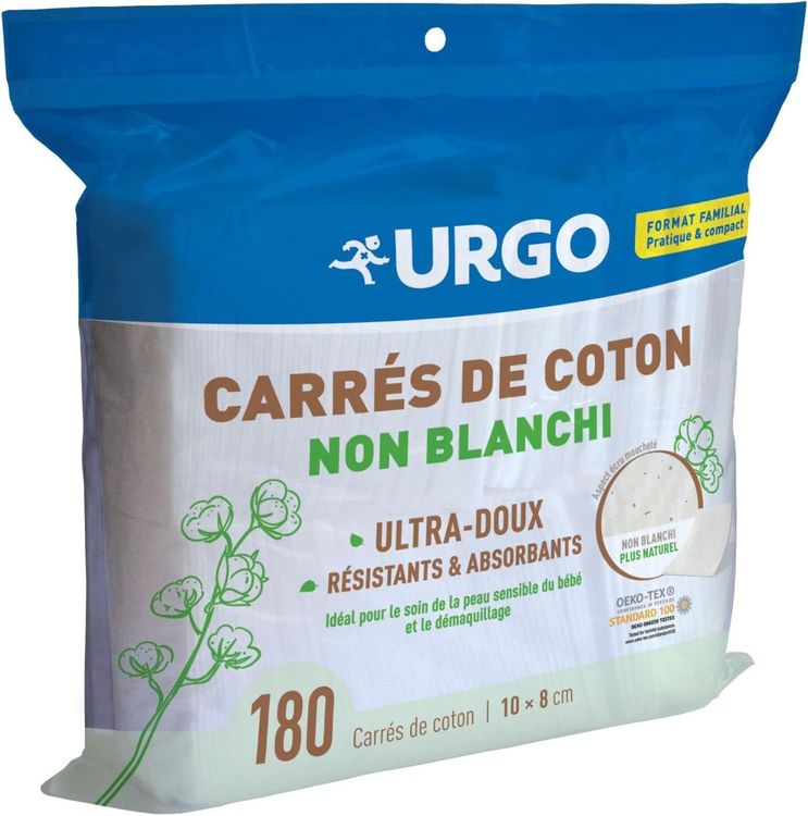 Vue principale : Carrés de coton Urgo ultra-doux non blanchis