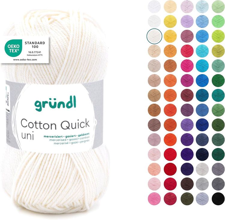 Vue principale : Fil Gründl Cotton Quick Plain Wool pour crochet et tricot - Doux et brillant