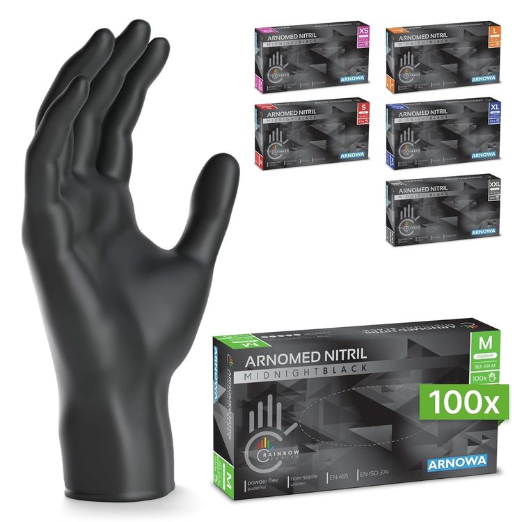 Vue principale : Gants nitrile noirs ARNOMED taille M