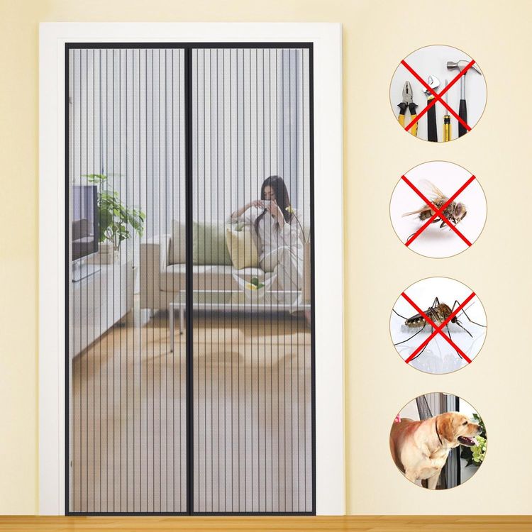 Vue principale : Moustiquaire magnétique MYCARBON sans perçage 120x220 cm