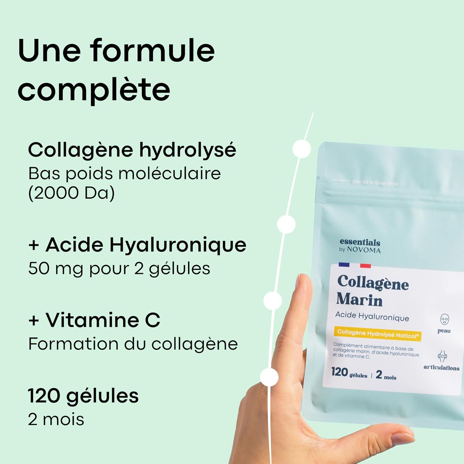 Présentation du produit NOVOMA Collagène Marin + Acide Hyaluronique & Vitamine C