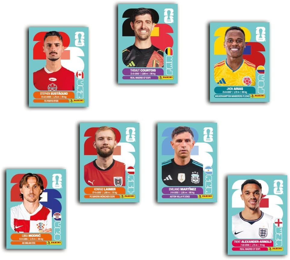 Page de l'album Panini Coupe du Monde 2026 avec autocollants positionnés