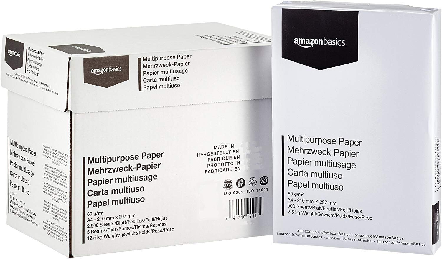 Vue principale : Papier A4 Amazon Basics 80 g – 2500 feuilles