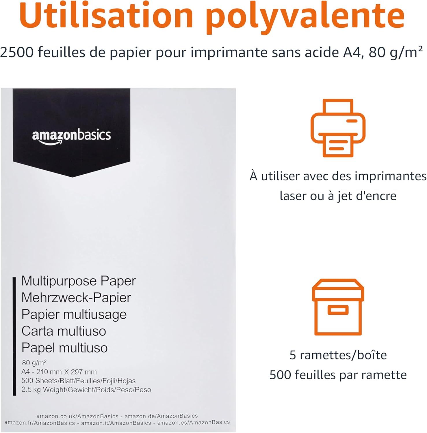Certification FSC et spécifications techniques du papier A4 80 g Amazon Basics