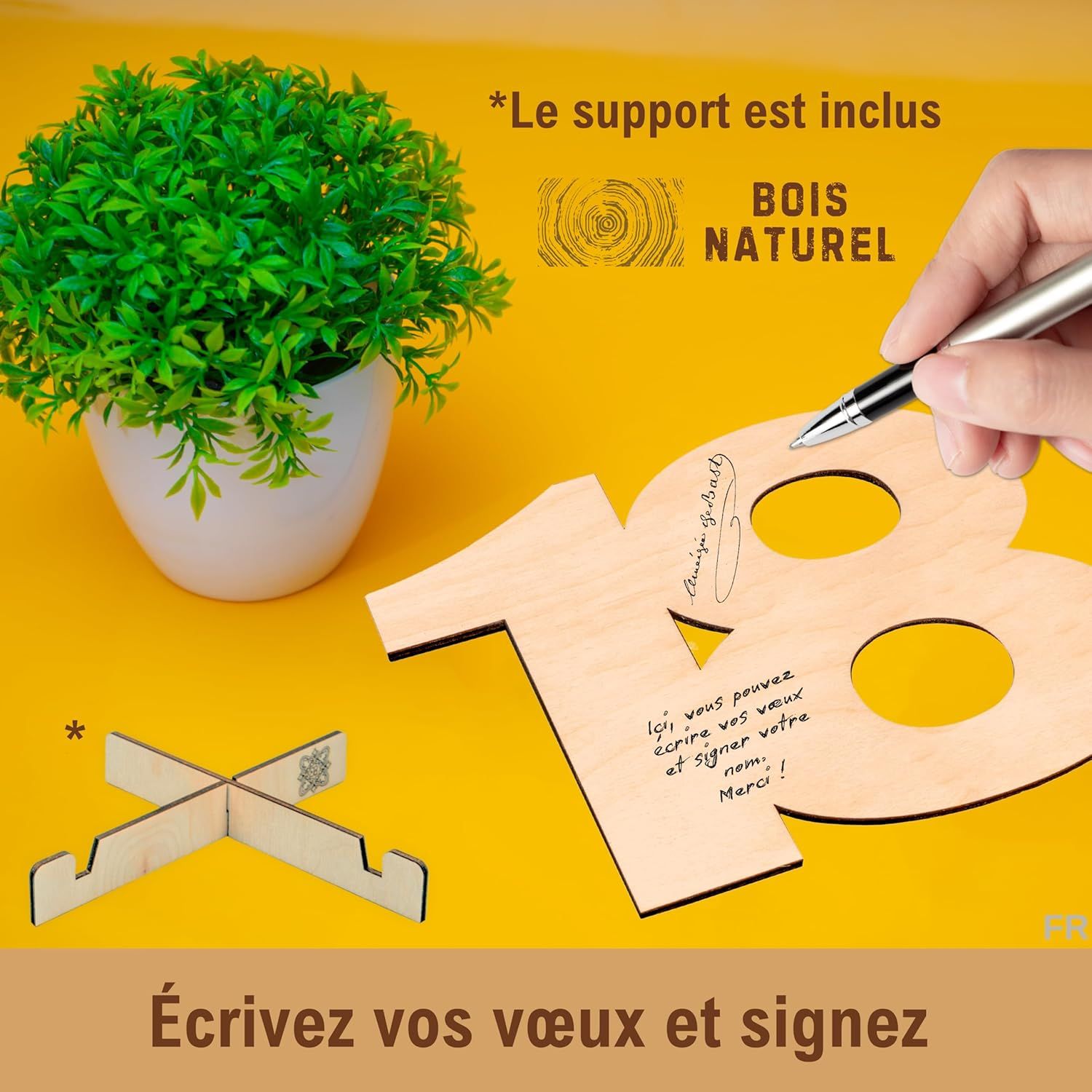 Carte en bois pour 18e anniversaire en situation