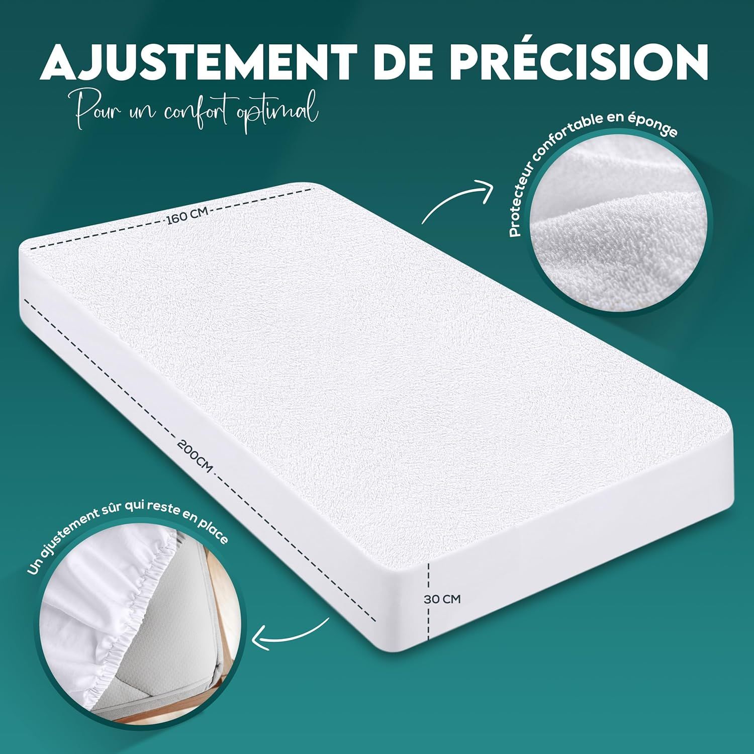 Protège-matelas Utopia Bedding posé sur un lit, vue d'ensemble
