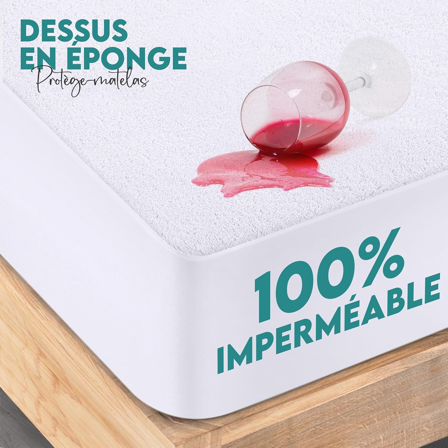 Détail des coutures et du tissu du protège-matelas Utopia Bedding