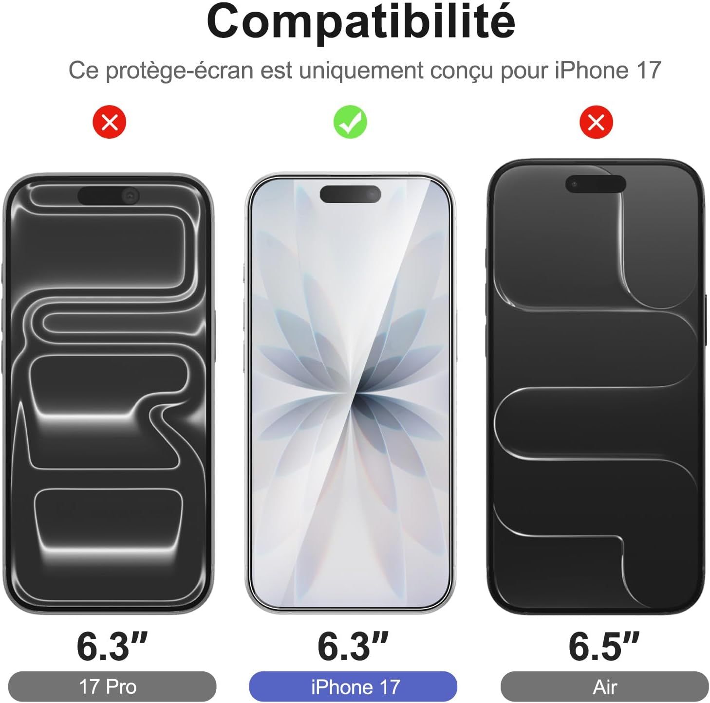 Kit NEW'C pour iPhone 17 : 2 verres écran, 2 protections caméra et outil d'installation