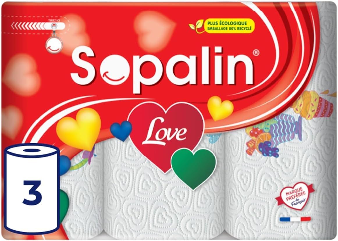 Vue principale : Essuie-tout Sopalin Love à motifs cœur