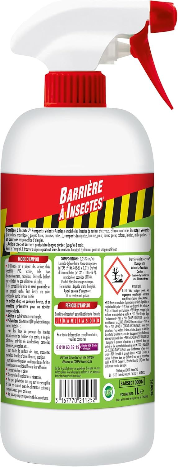 Flacon de spray BARSEC1000N de 1 litre posé sur une surface plane