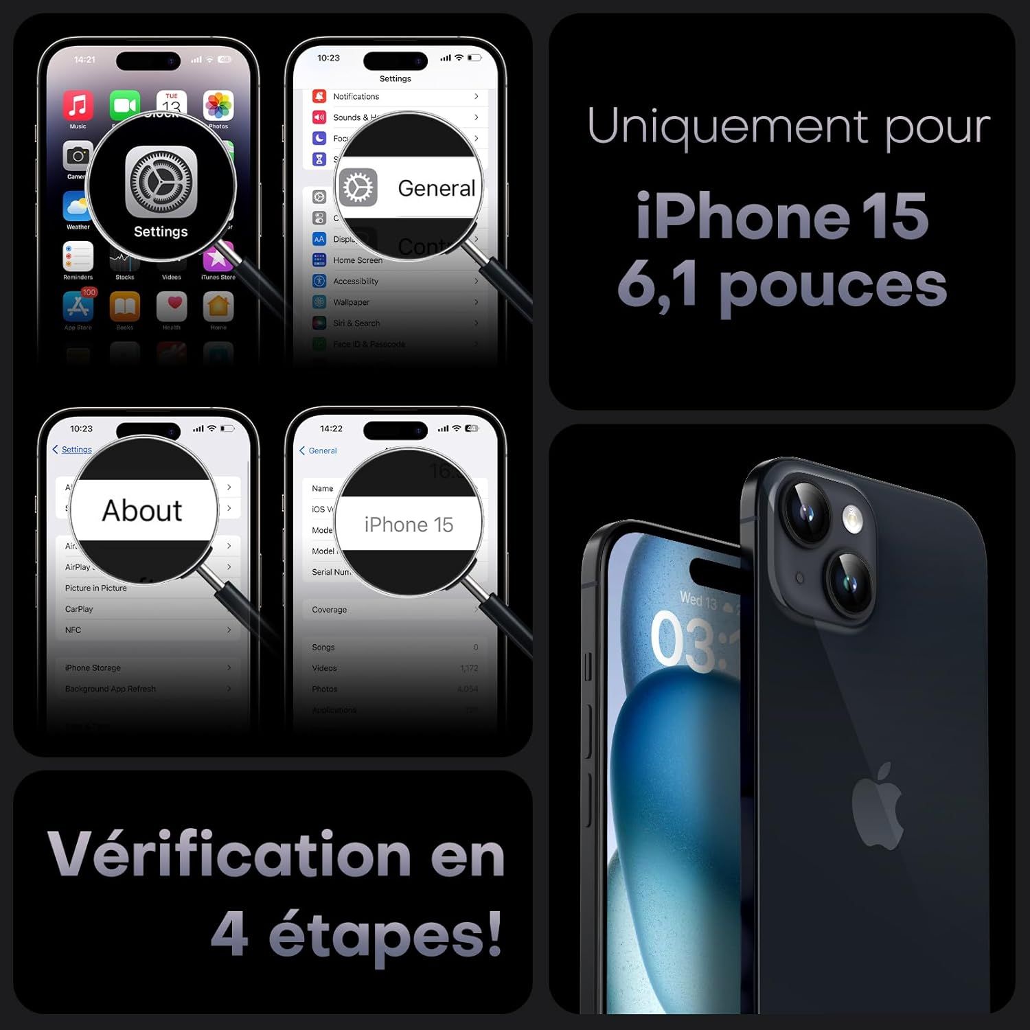 Détail et caractéristiques : coque TOCOL MagSafe pour iPhone 15