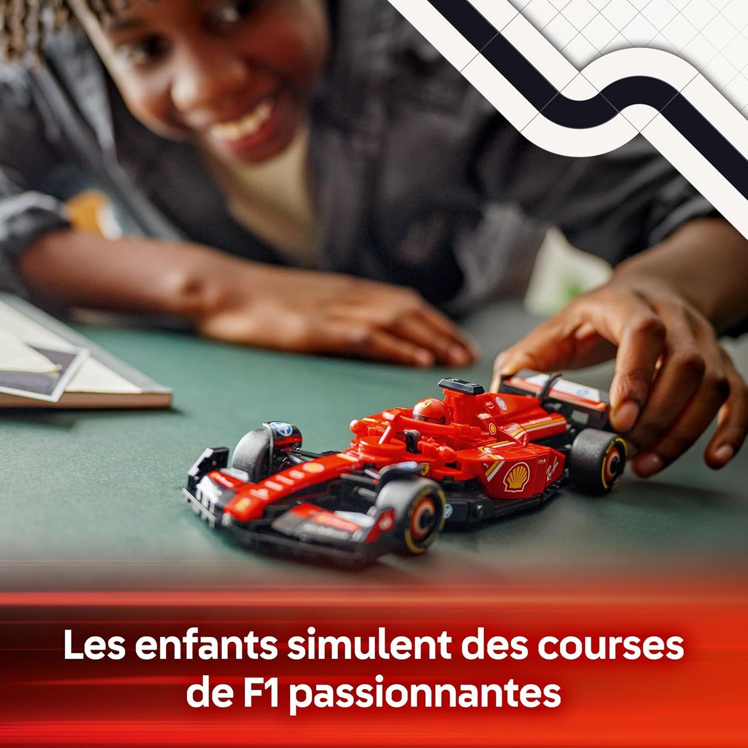 Vue de profil de la LEGO Ferrari SF-24